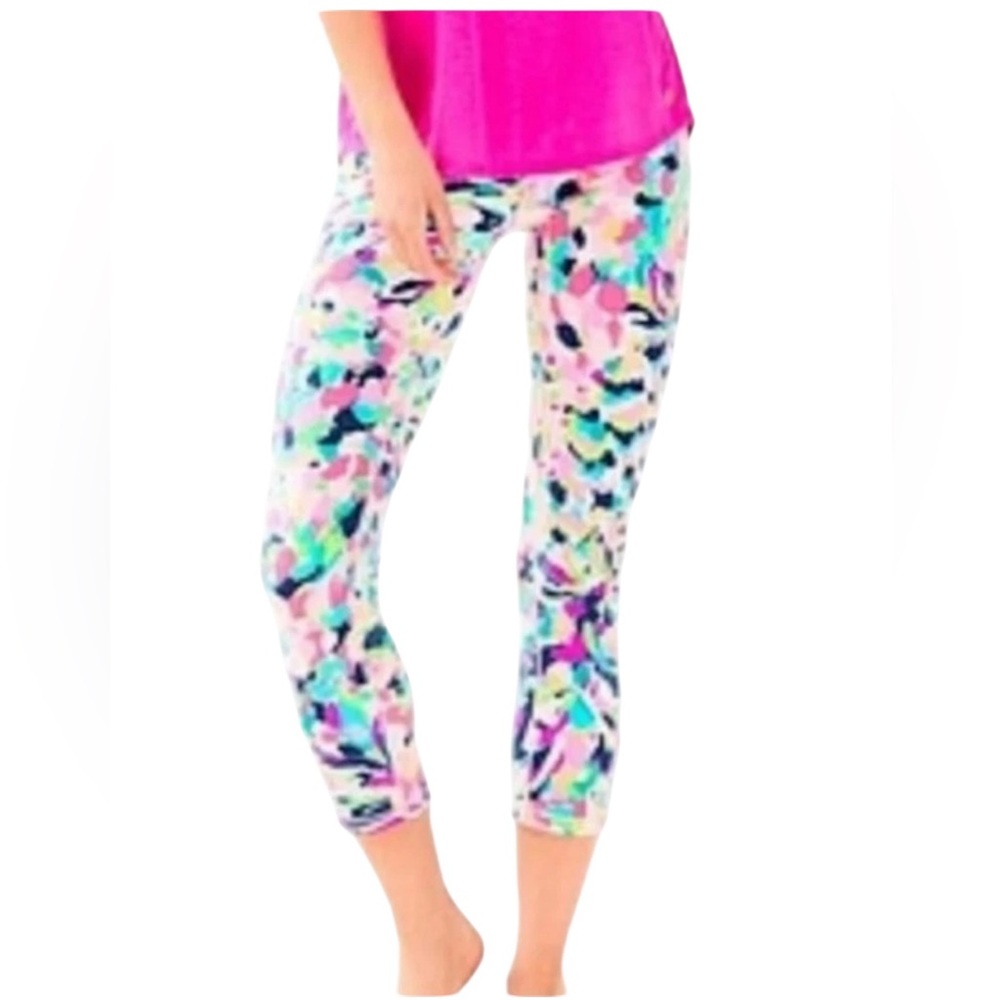 LILLY PULITZER WEEKENDER PINA COLADA CLUB PINK GREEN LEGGING PANTS M
